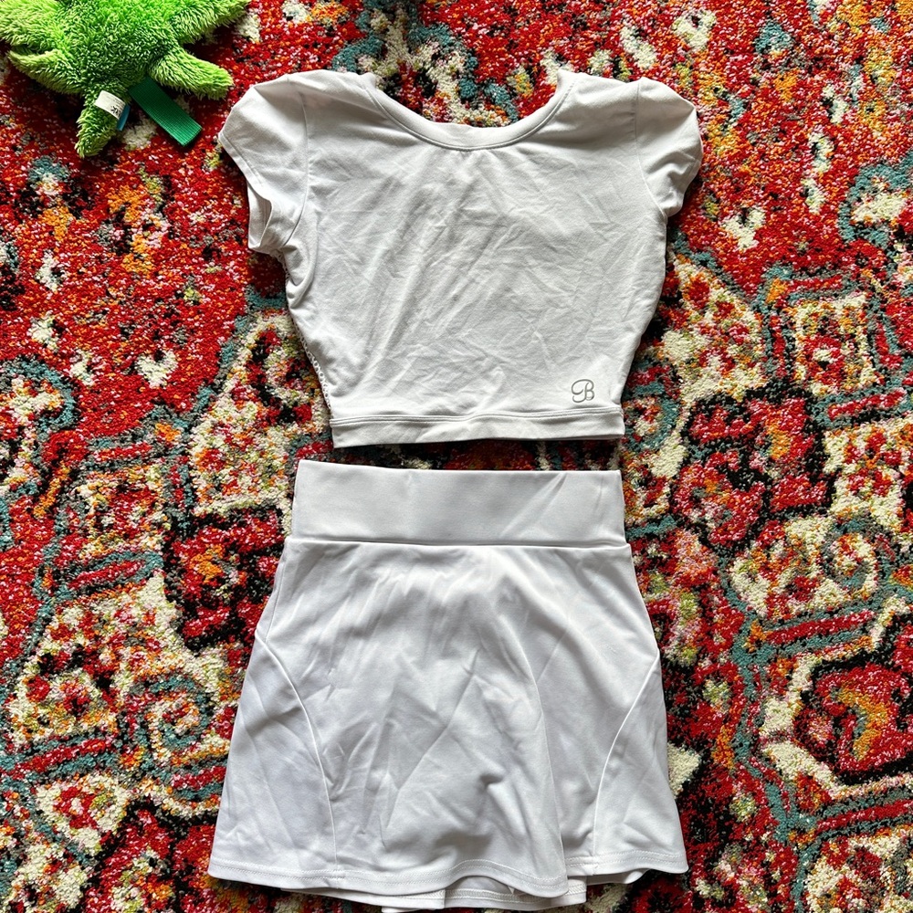 Bombshell Sportswear White Crop Top and Basic Skirt Set